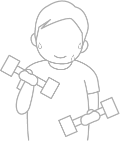 ダンベルを上げる男性イラスト
